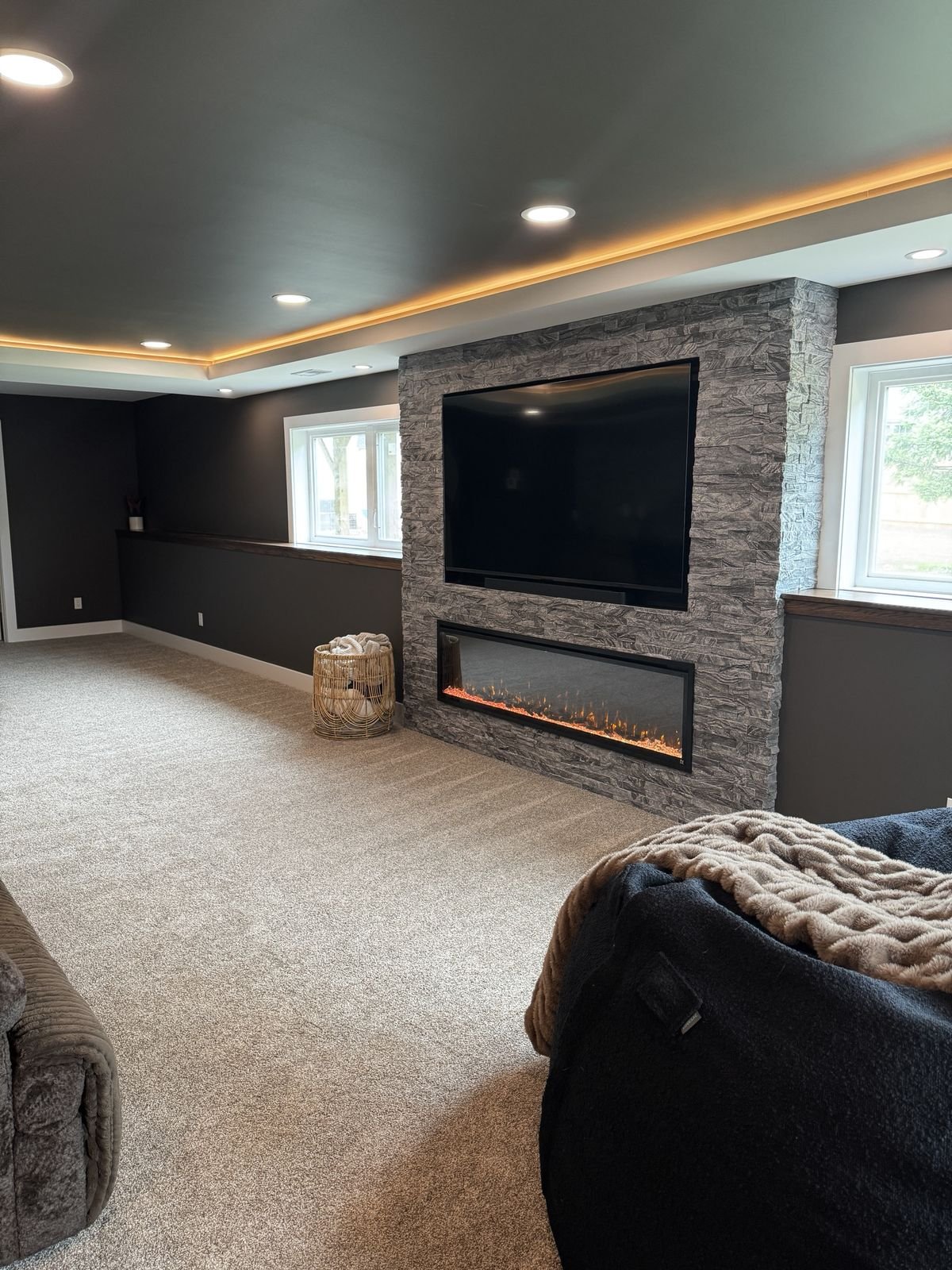 Clinton Basement, finished work by Monien Construction